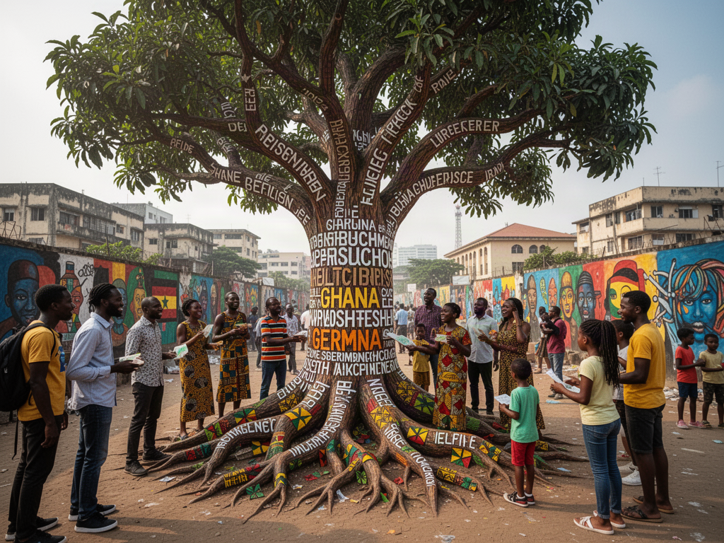 UAP Konzeptvisualisierung eines interkulturellen Wortbaums beim StreetArt Festival